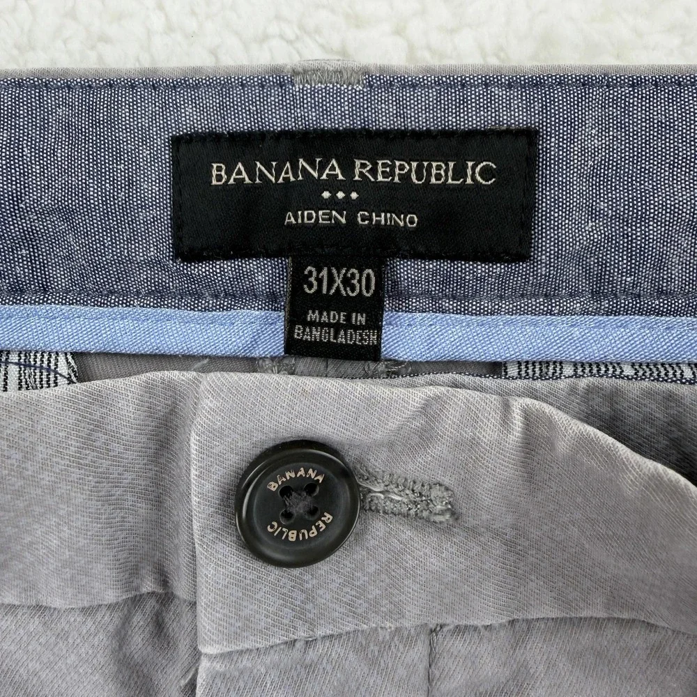 Banana‎ Republic Chino Pants Mens 31x30 Gray Aiden Slim Straight Casual